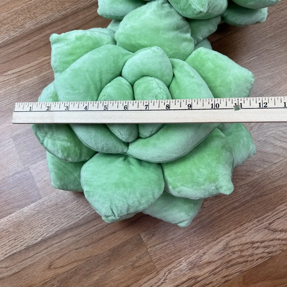 Set of 2 Green Philosophy Co Succulent Pillows 3D Cactus Plush Throw Accent